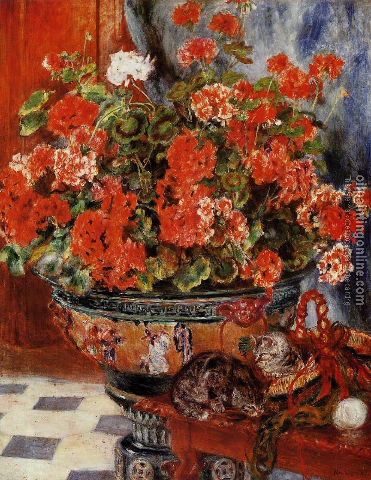 Renoir, Pierre Auguste - Geraniums and Cats